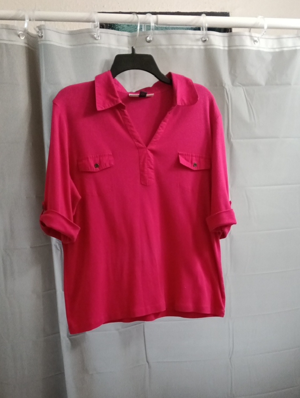 Charter Club Hot Pink Polo Shirt with Pocket Flaps